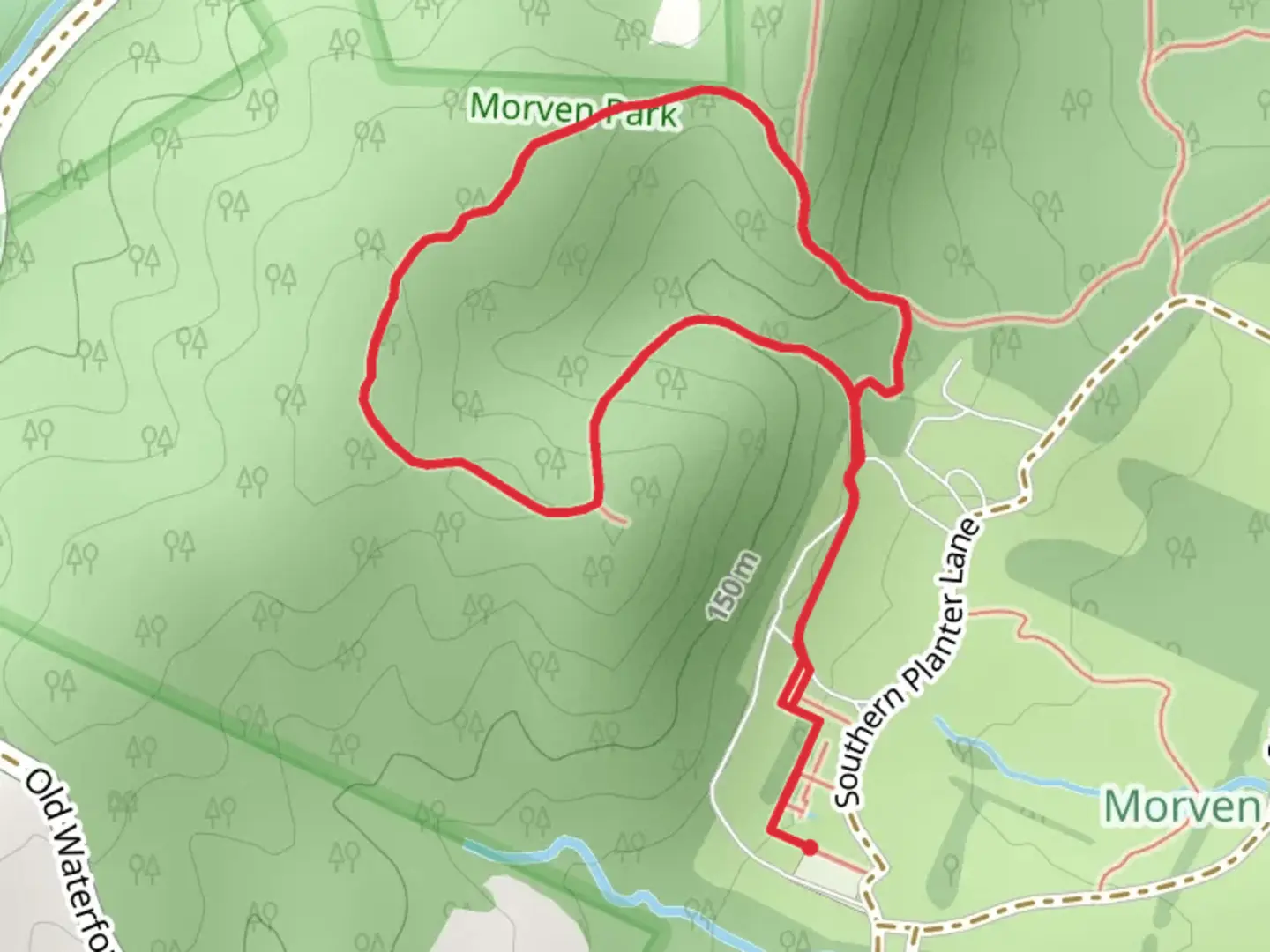 An image depicting the trail Southern Planter Lane Loop and its surrounding area.