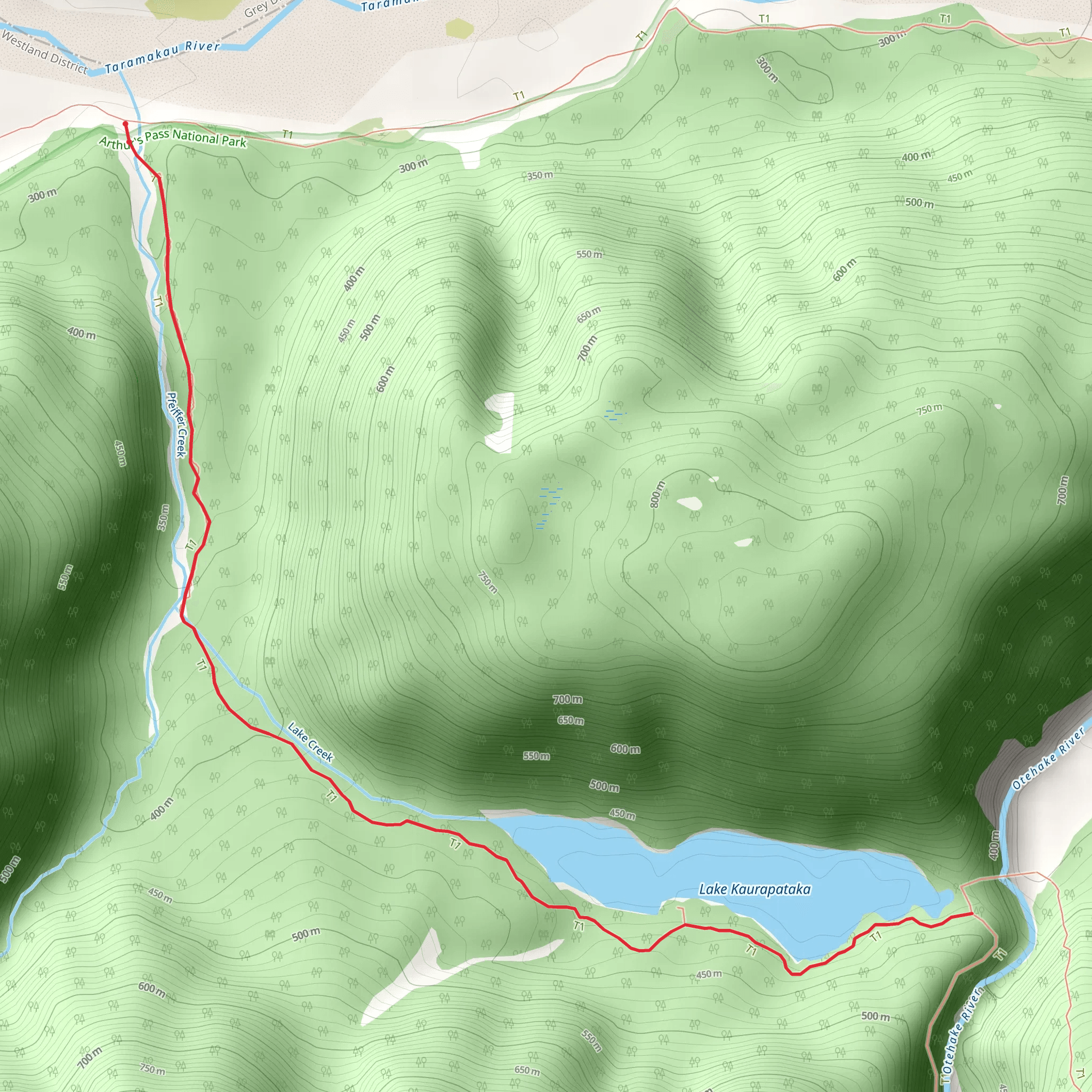 Lake Kaurapataka Route mobile static map