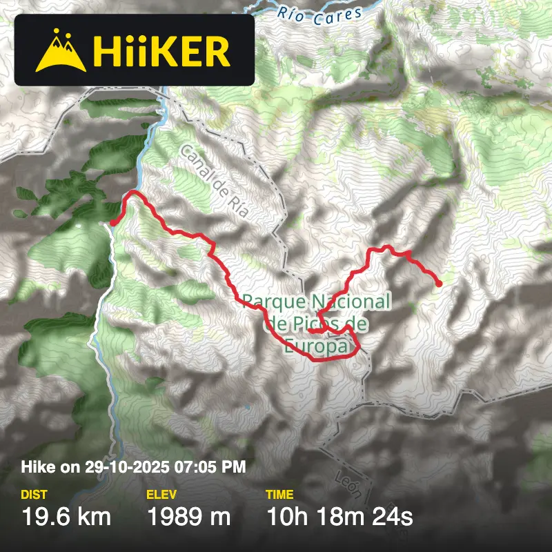 A map preview of the recording Hike on 29-10-2025 07:05 PM.