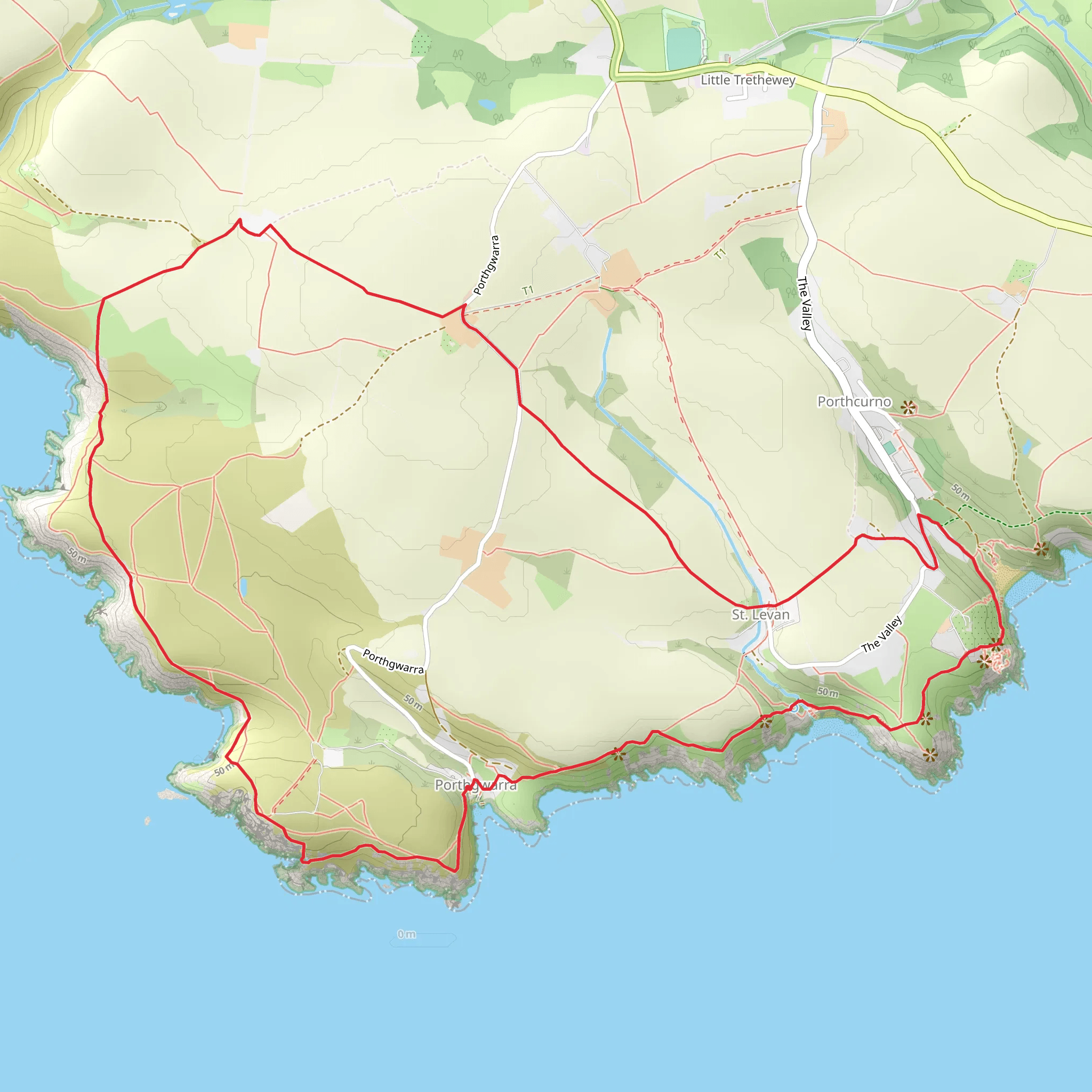 The Cove - Gwennap Head - Bosistow - St Levan and Porthcurno mobile static map