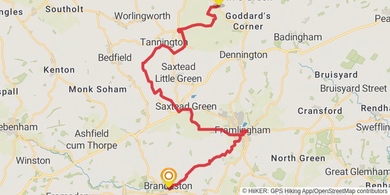 Flatford to Lowestoft Walk stage 6 Map