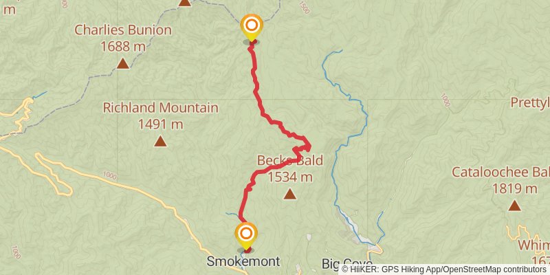 Hughes Ridge via Benton Mackaye Trail stage 3 Map