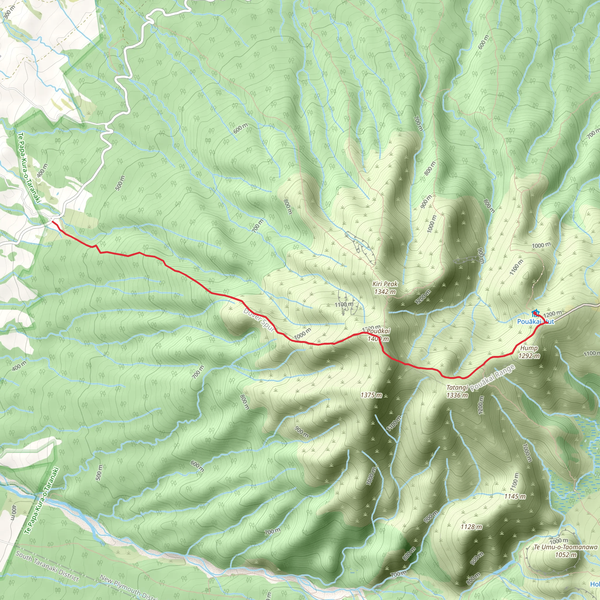 Pouakai Range Tramping Tracks - Dover Track to Pouakai Hut mobile static map