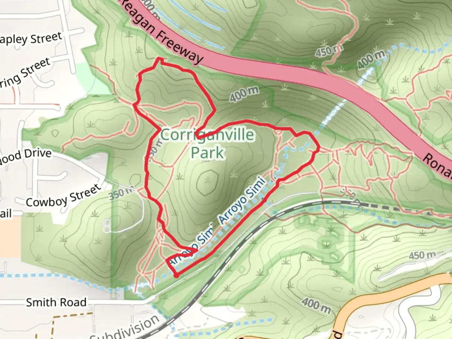 An image depicting the trail Foothill Park Loop Trail and its surrounding area.
