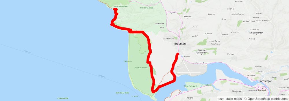 Woolacombe to Braunton Walk stage 2 Map