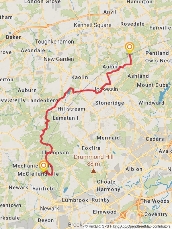 Mason Dixon Trail - Delaware and White Creek mobile static map