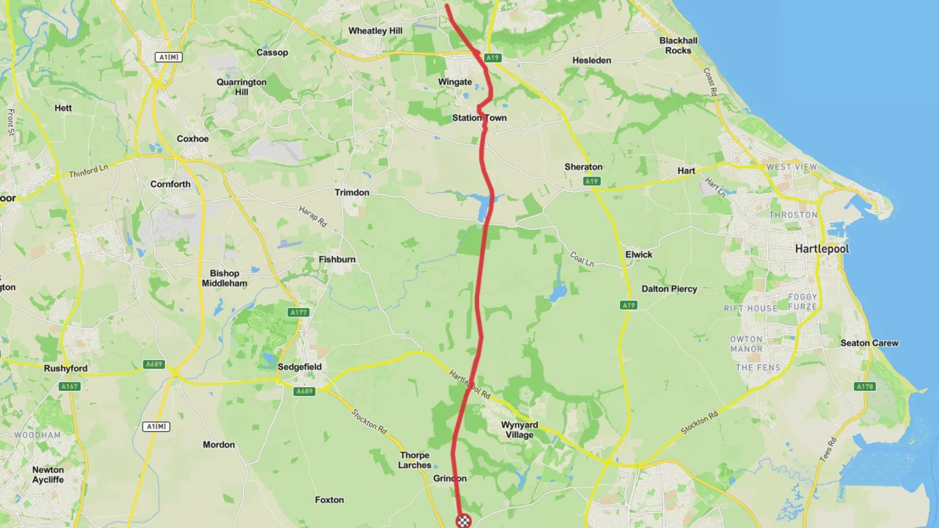 An image depicting the trail Wynyard Woodland Park Planetarium to Shotton Walk and its surrounding area.