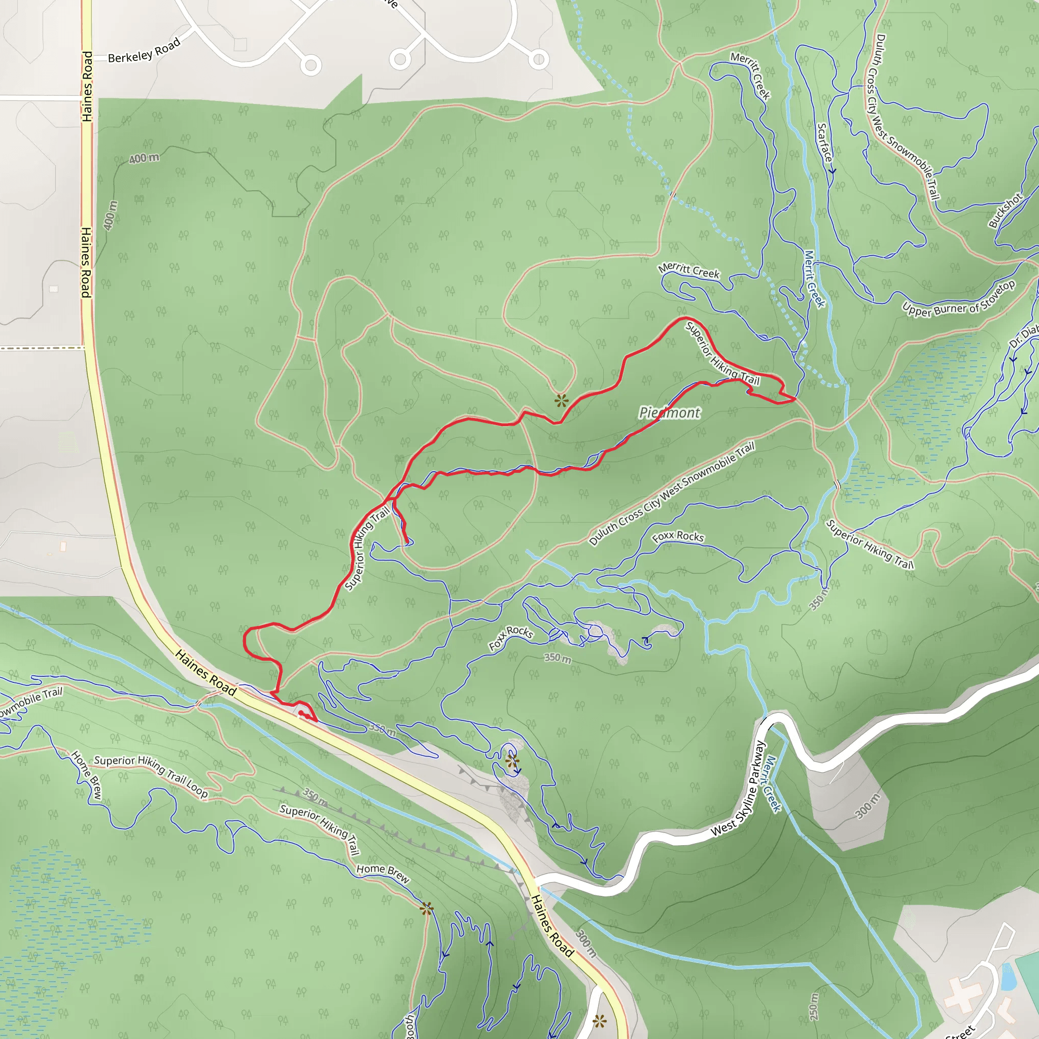 Superior Hiking Trail and Upper Burner of Stovetop mobile static map