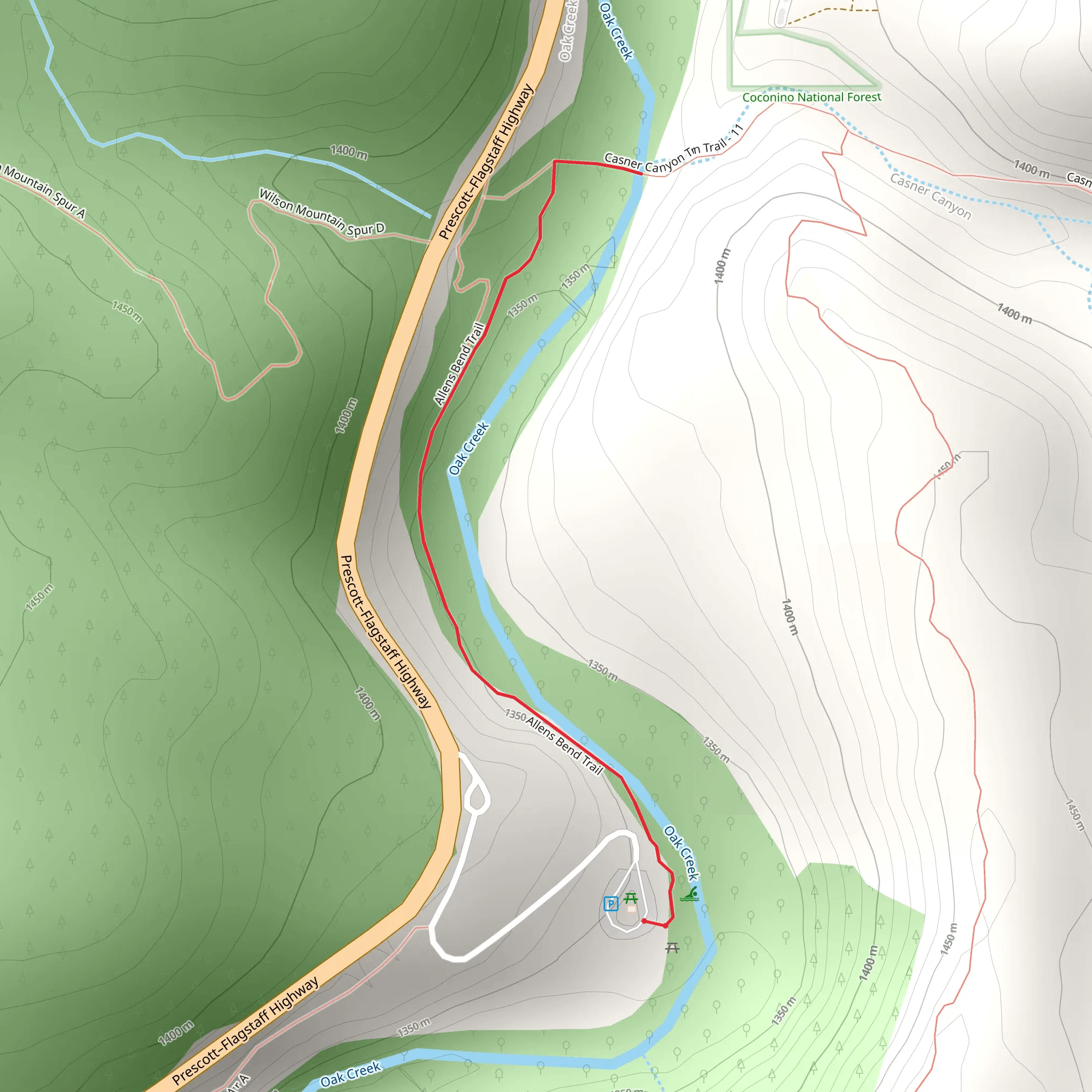 Oak Creek - Allens Bend Trail mobile static map