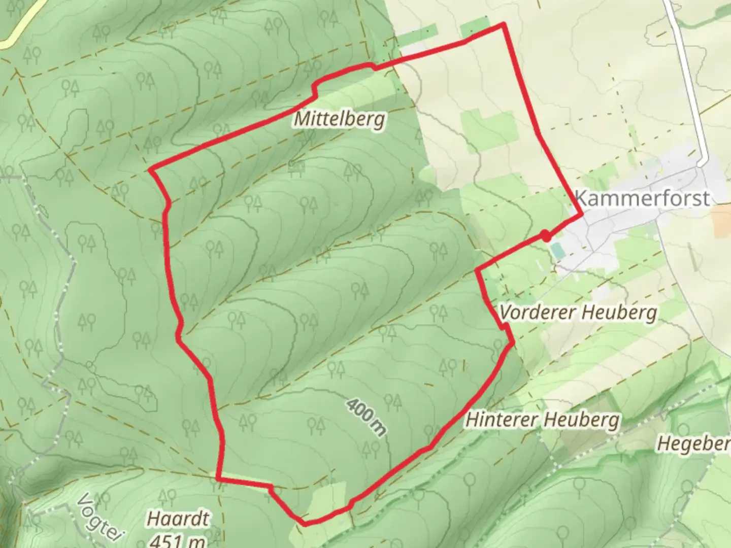 An image depicting the trail Alter Rennsteig and Fahner Hoehen Hainich Weg LoopLoop and its surrounding area.