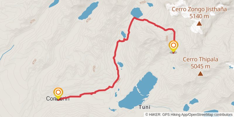 Cordillera Real Traverse stage 10 Map