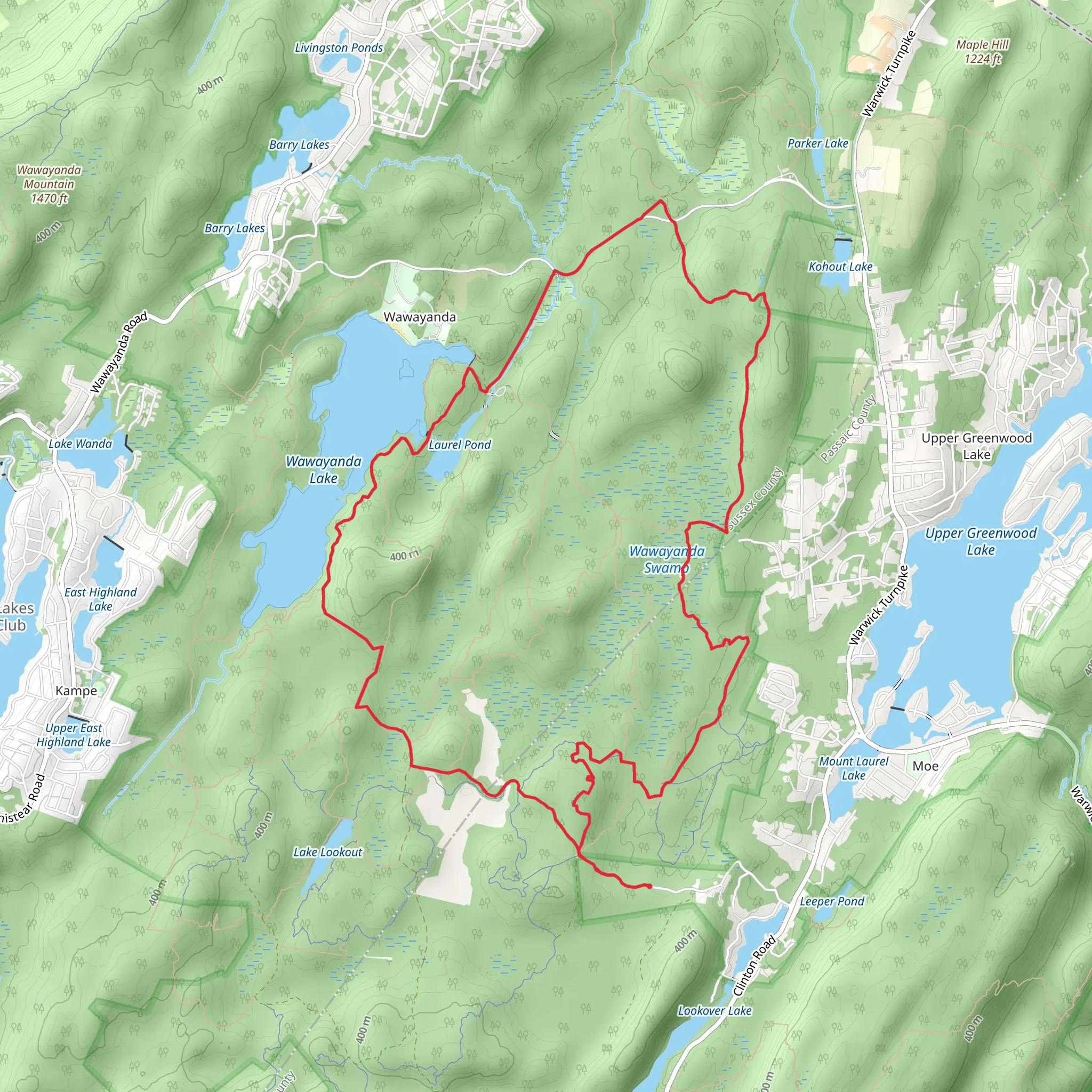 Cherry Ridge Road, Sitting Bear and Banker Loop Trail mobile static map
