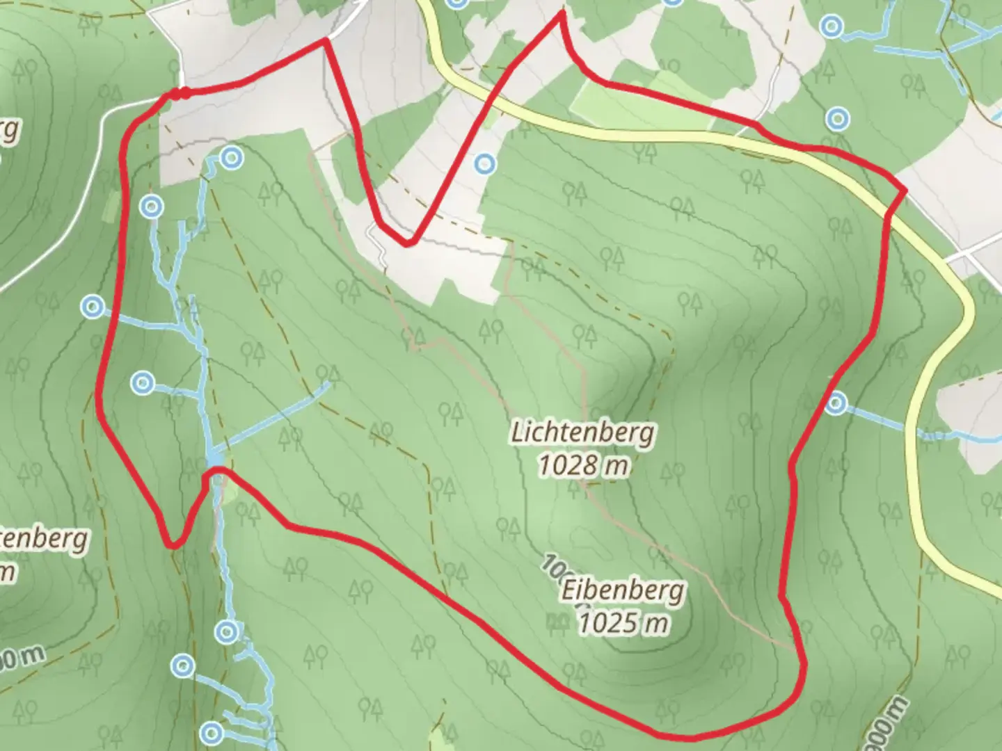 An image depicting the trail Weberbachklause Loop and its surrounding area.