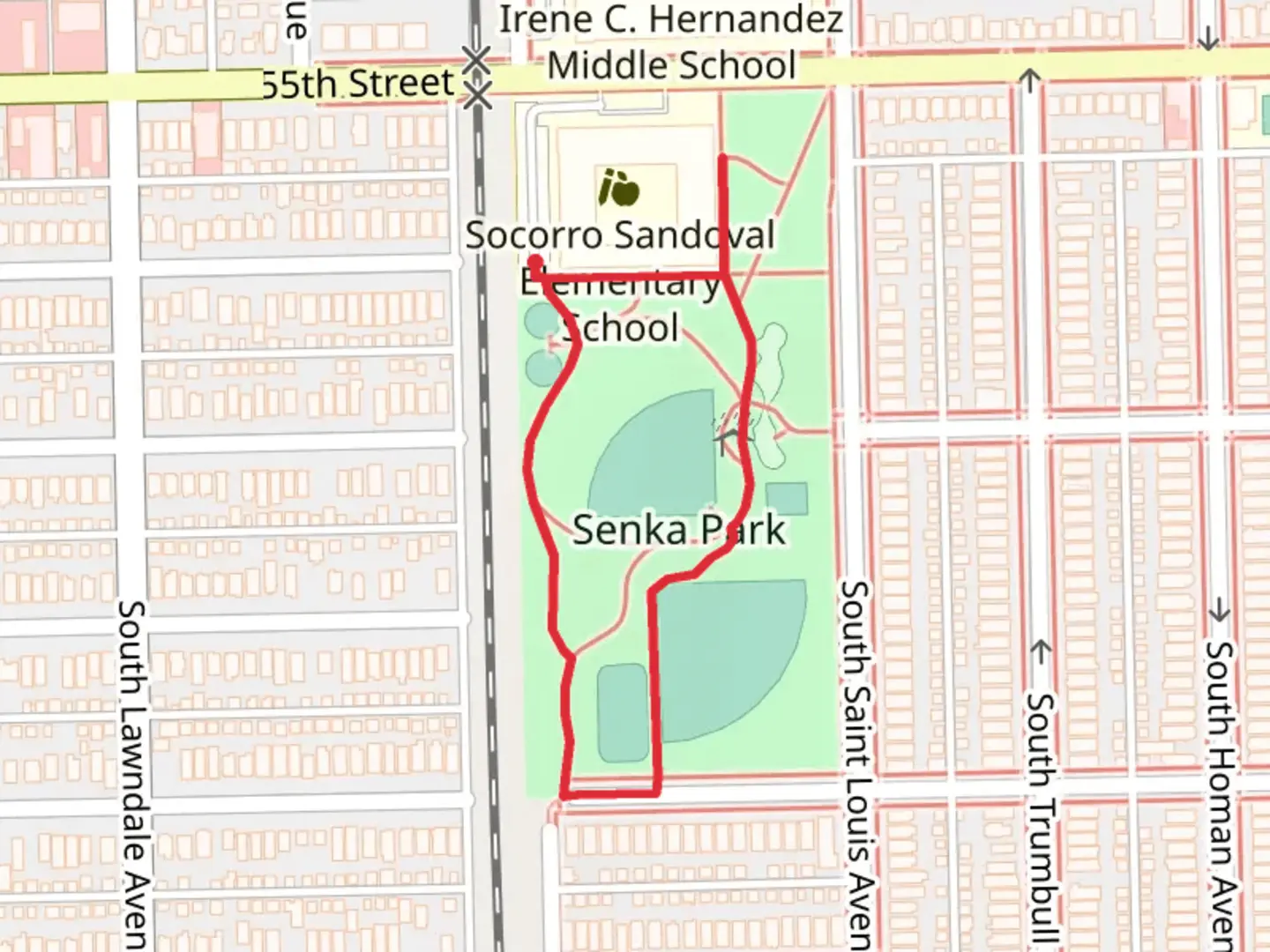 An image depicting the trail Senka Park Loop and its surrounding area.