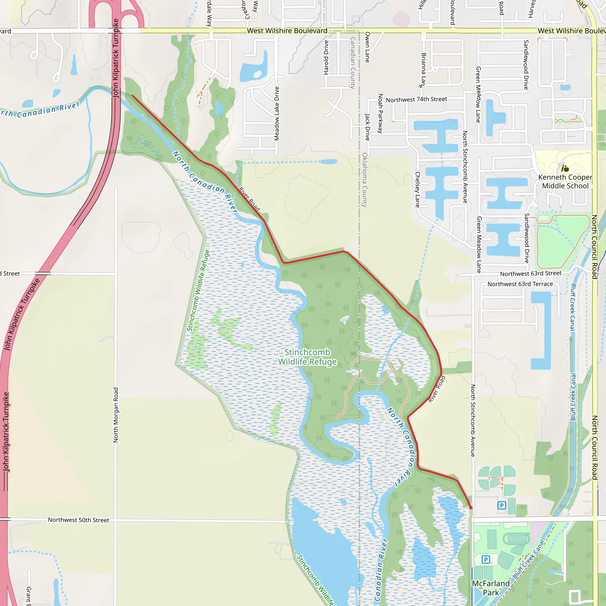 River Road - North Canadian River mobile static map