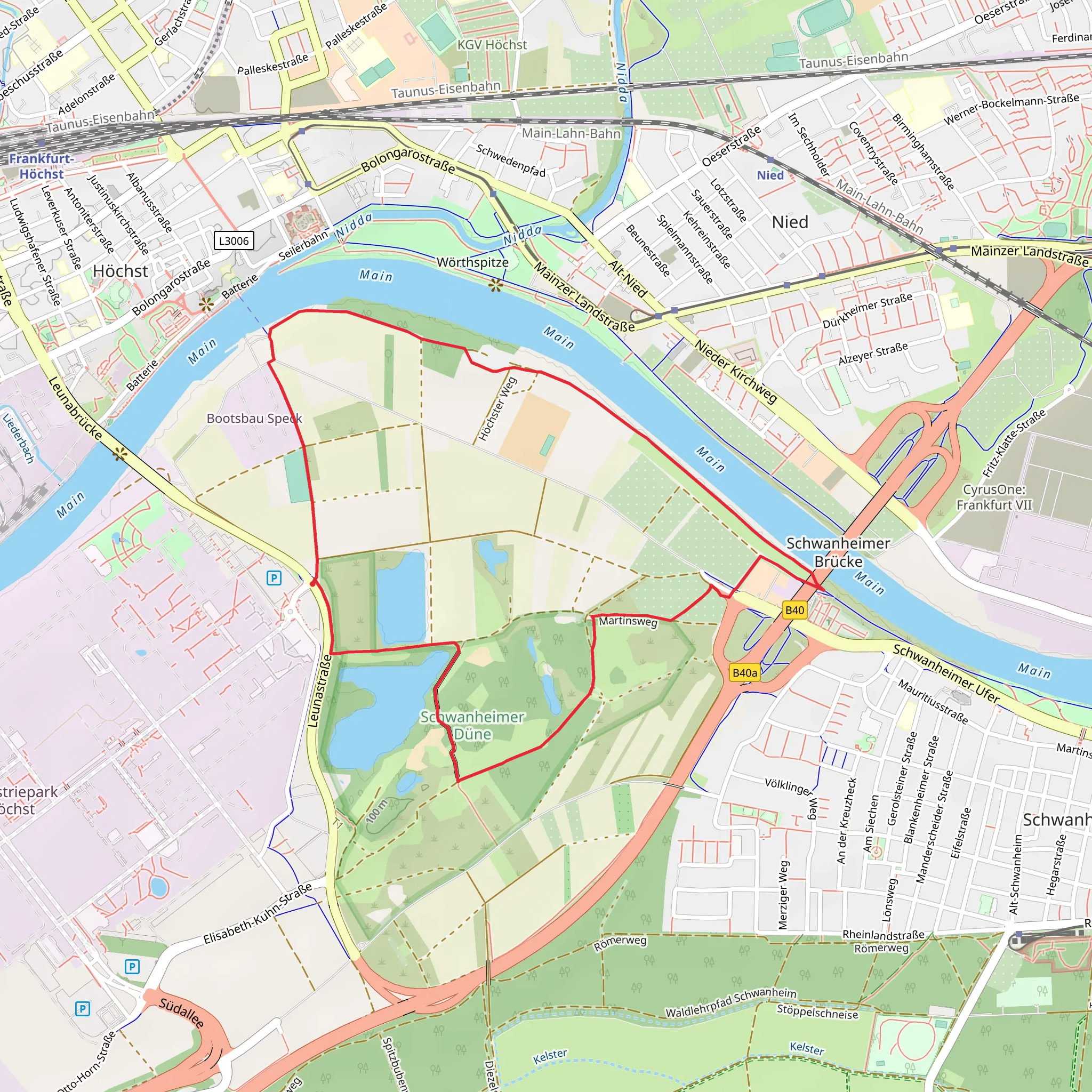 Schmitt'sche Grube and Schwanheimer Düne Loop mobile static map