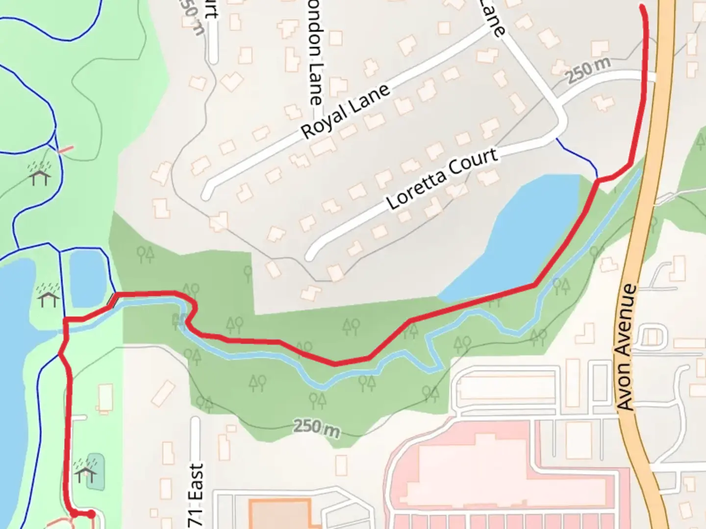 An image depicting the trail Avon Town Hall Park - Lake View and its surrounding area.