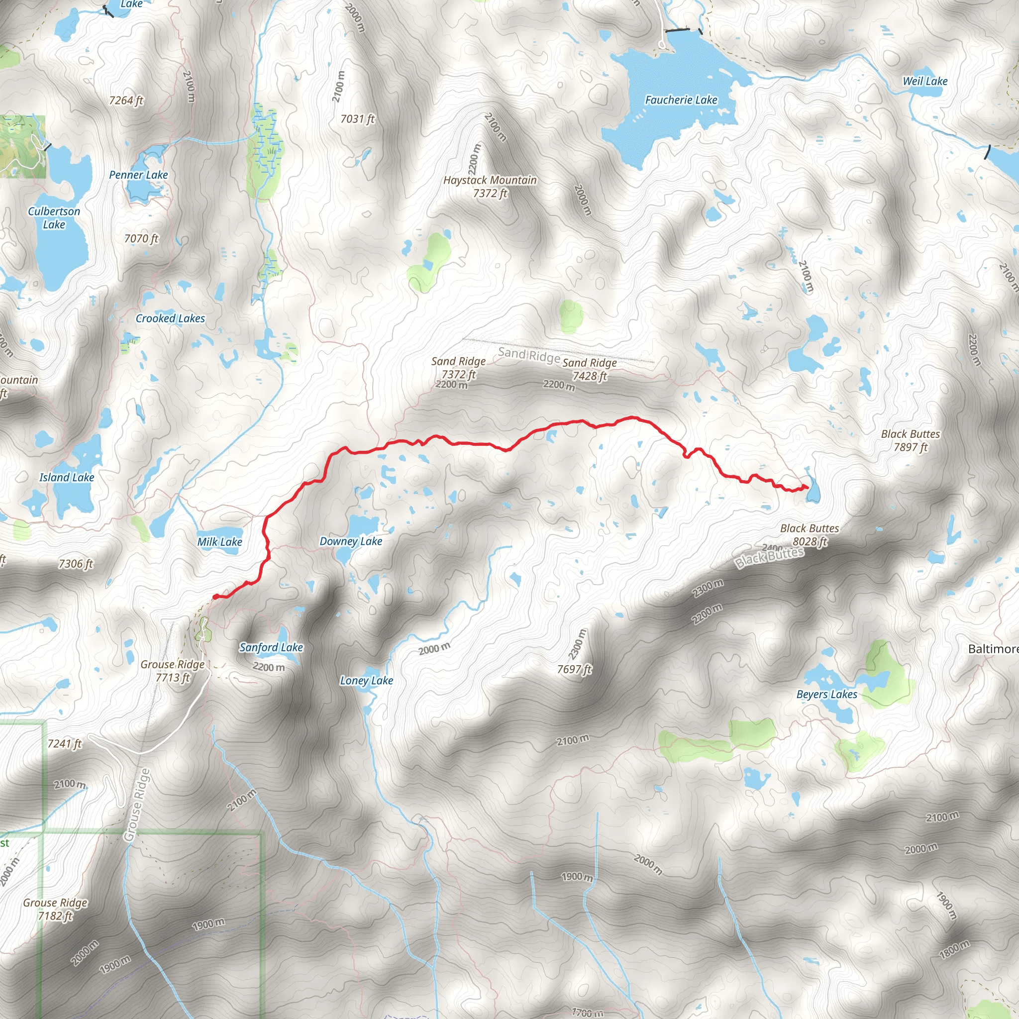 Glacier Lake via Grouse Ridge Trail mobile static map