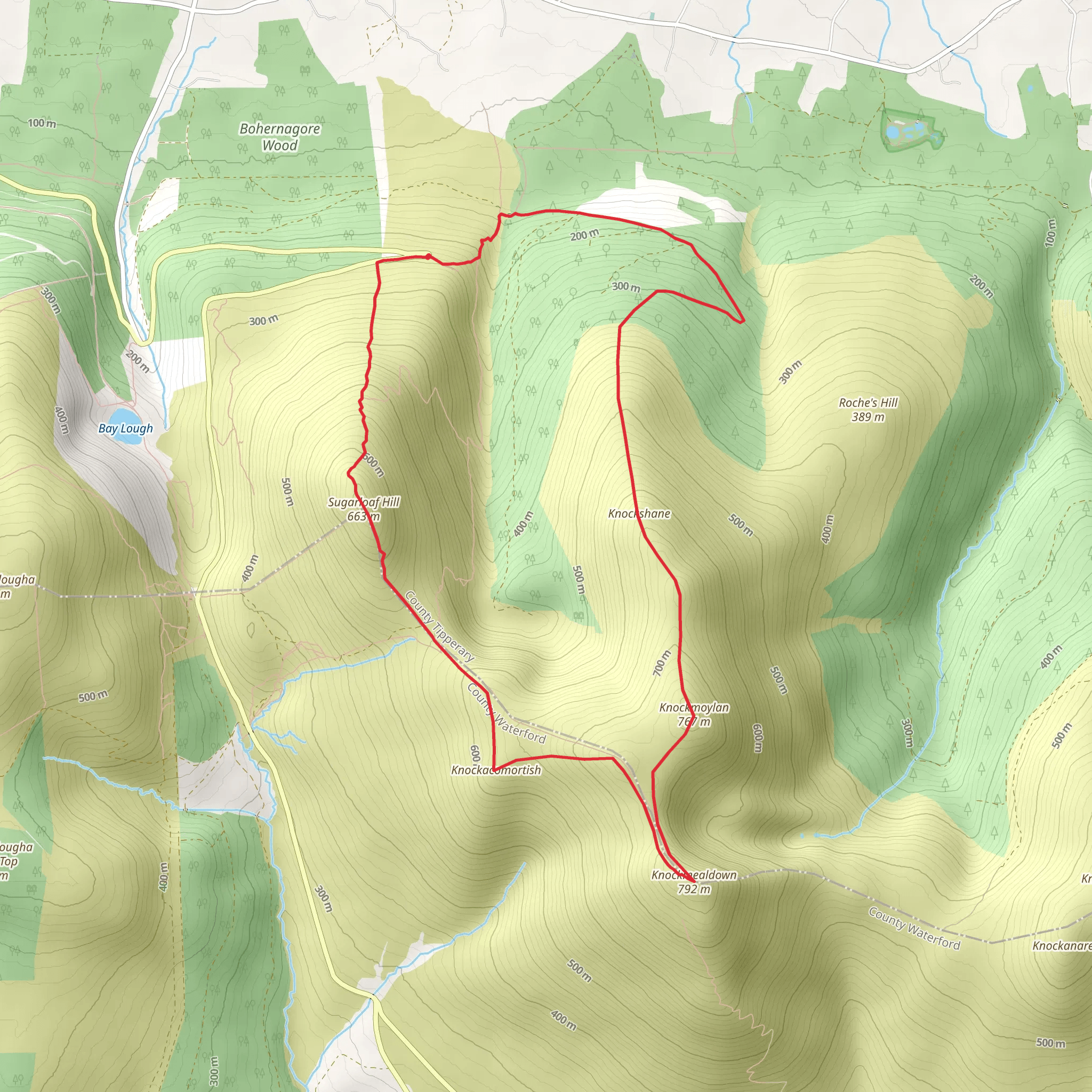 Knockmealdown and Sugarloaf Hill Loop from The Vee Pass mobile static map
