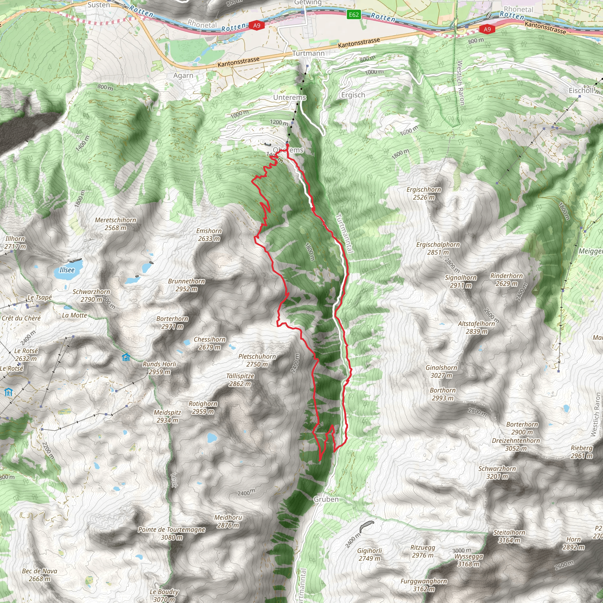 Turtmann Valley Trail mobile static map