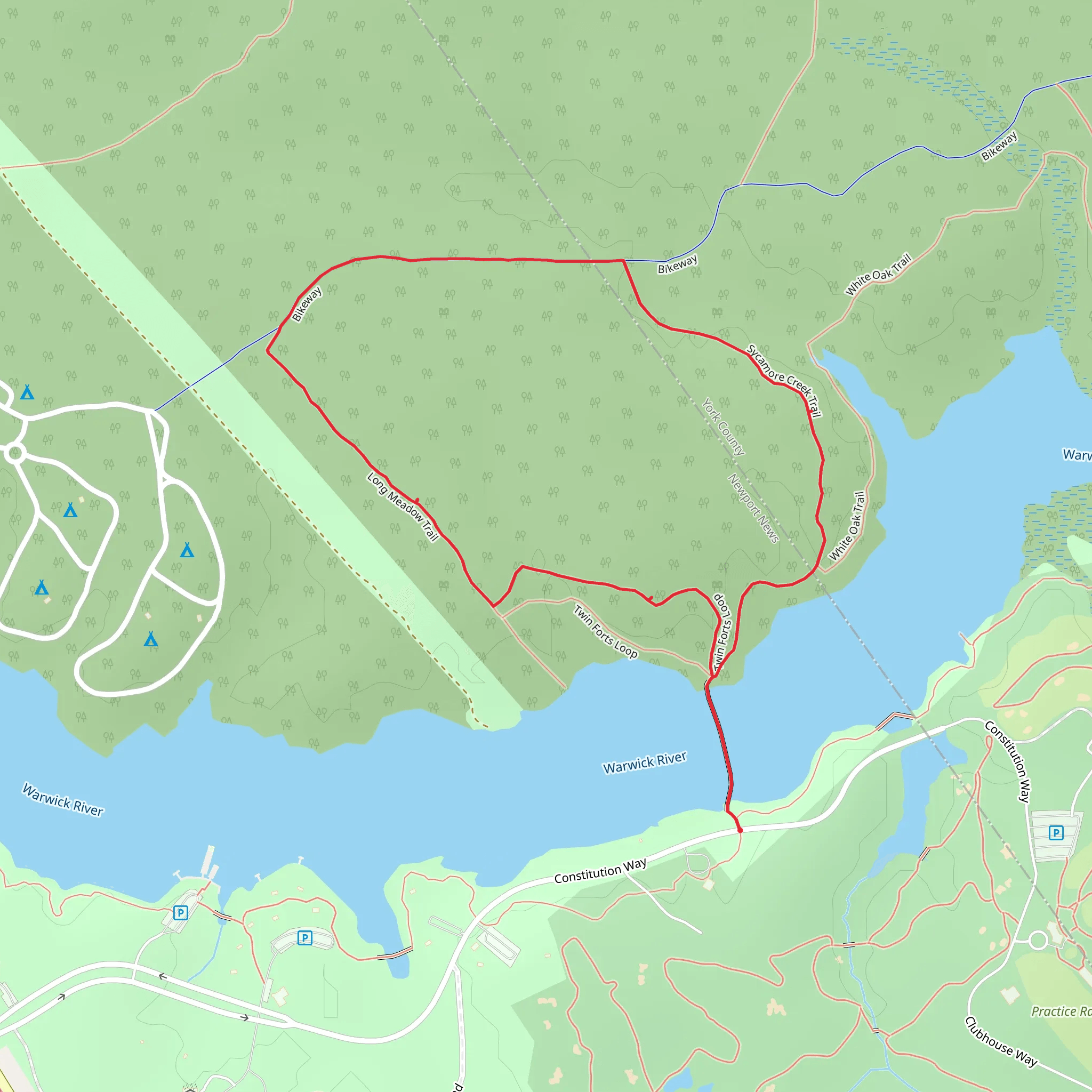 Sycamore Creek and Long Meadow Loop Trail mobile static map