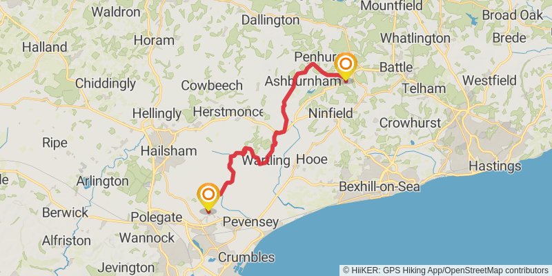 Southampton to Sandwich Walk stage 12 Map