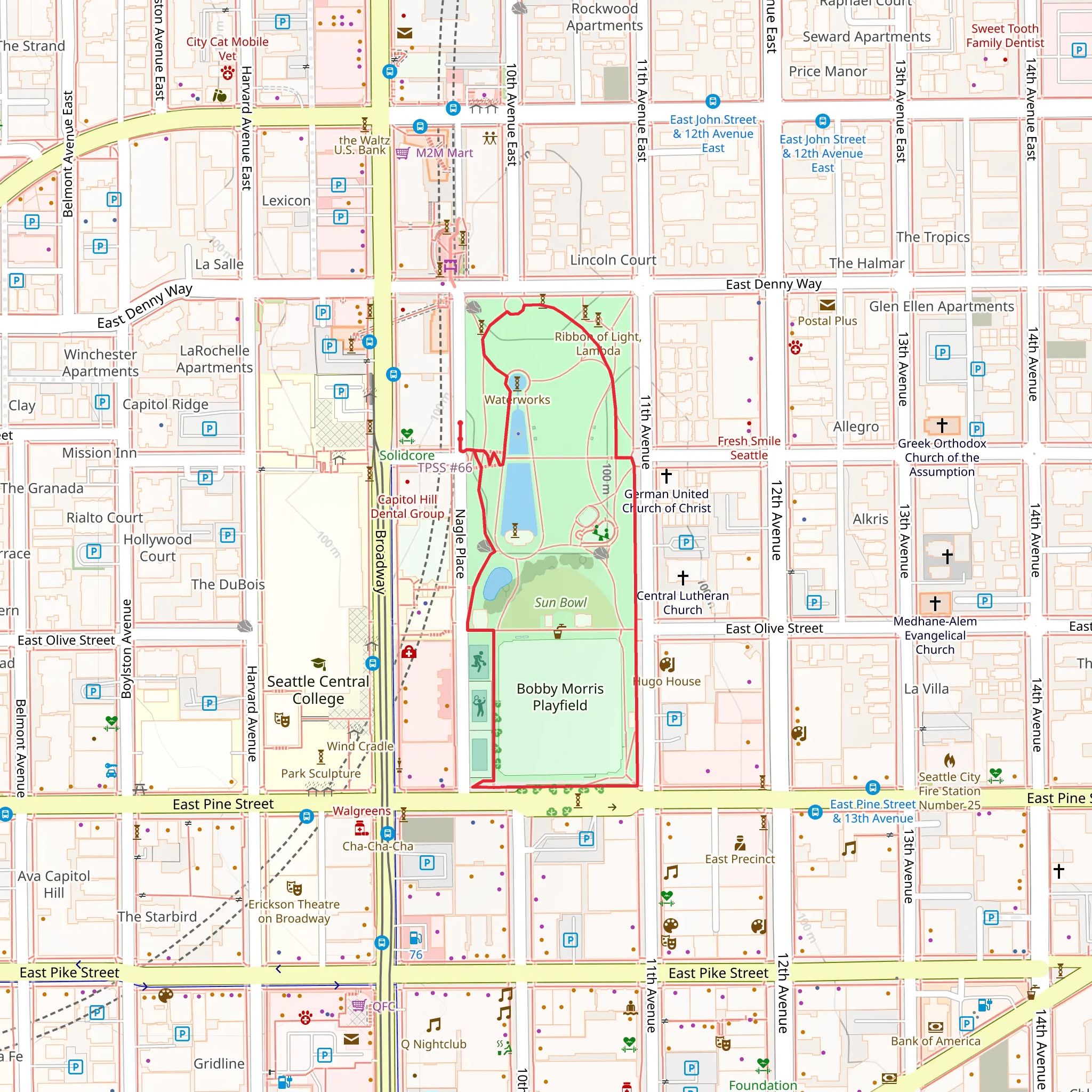 Cal Anderson Park Loop mobile static map
