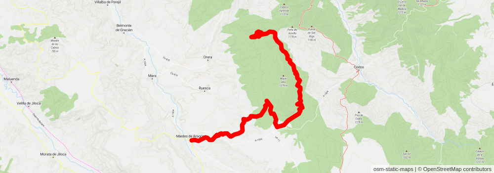 Circular through Miedes de Aragón - Tour of the Sierra de Espigar PR Z 094-b stage 2 Map