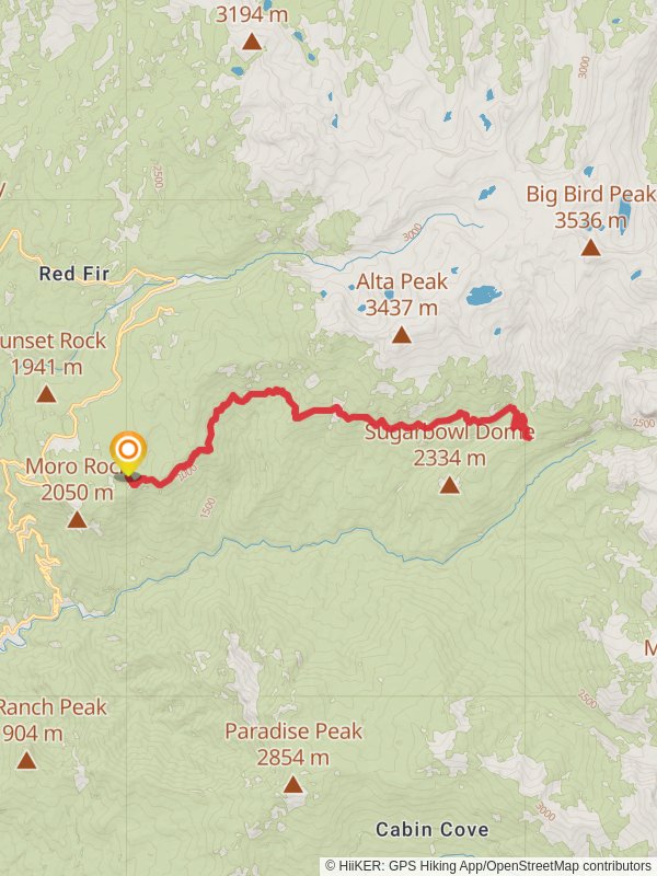 High Sierra Trail - Crescent Meadow Road mobile static map