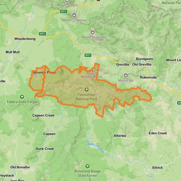 Toonumbar National Park mobile static map