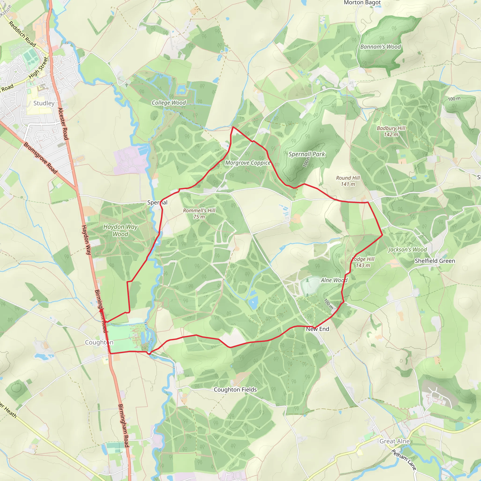 Heart of England Forest - Spernal and Morgrove Coppice Loop mobile static map