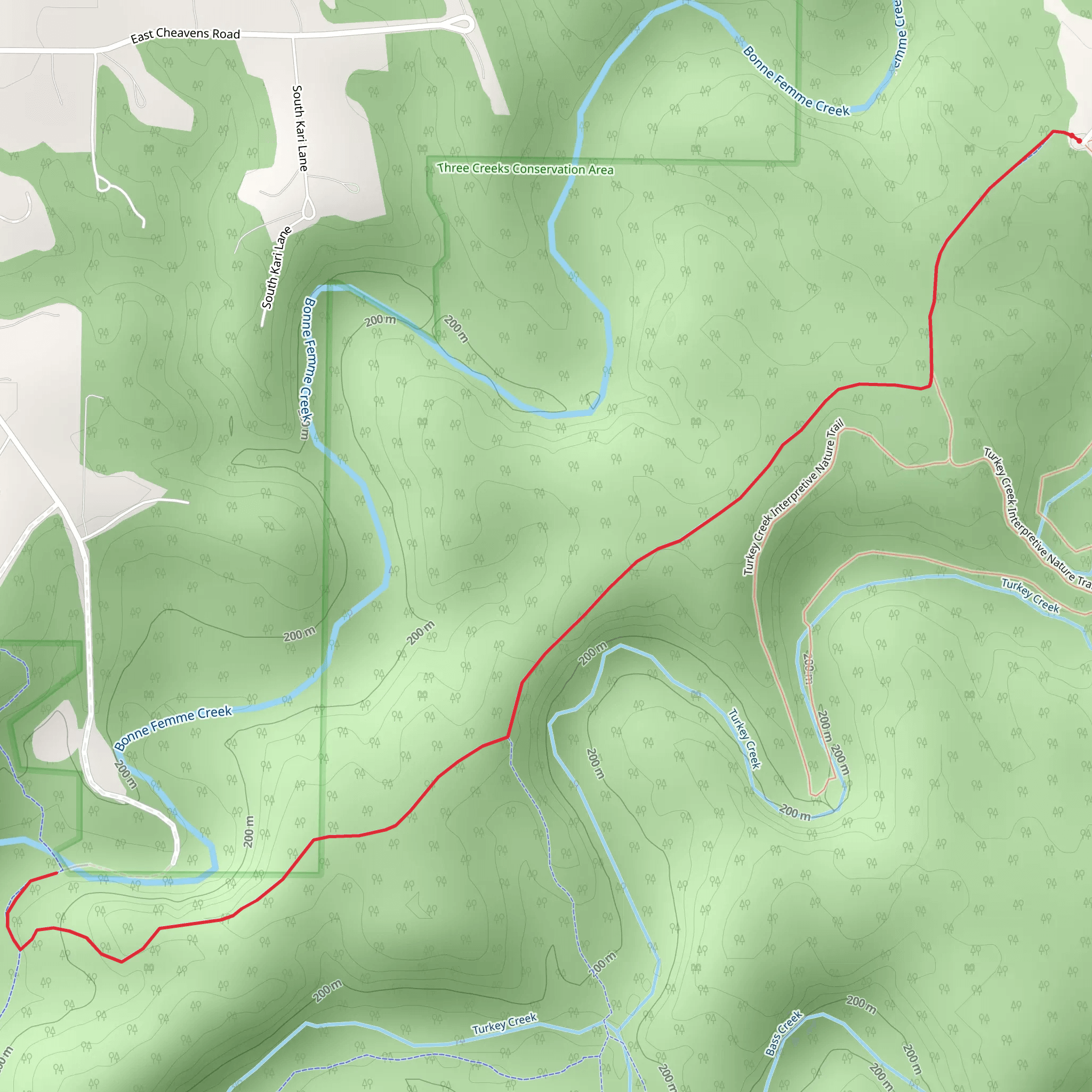 Three Creeks Conservation Area Walk mobile static map