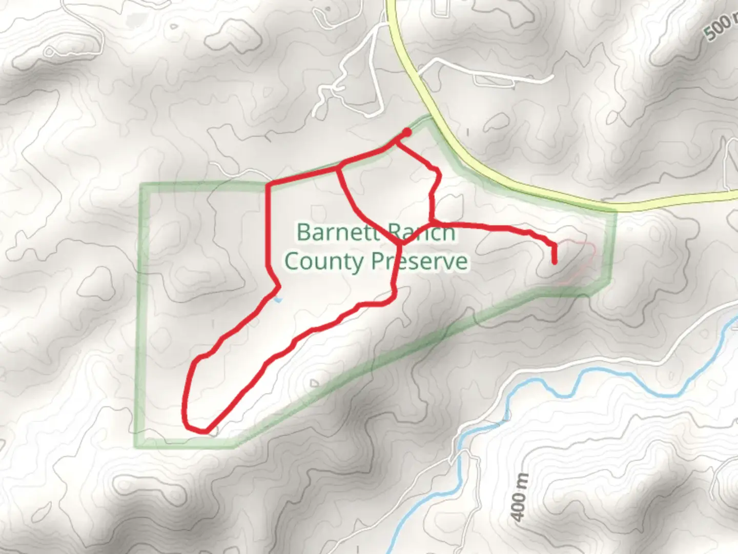 An image depicting the trail Barnett Ranch County Preserve Loop and its surrounding area.