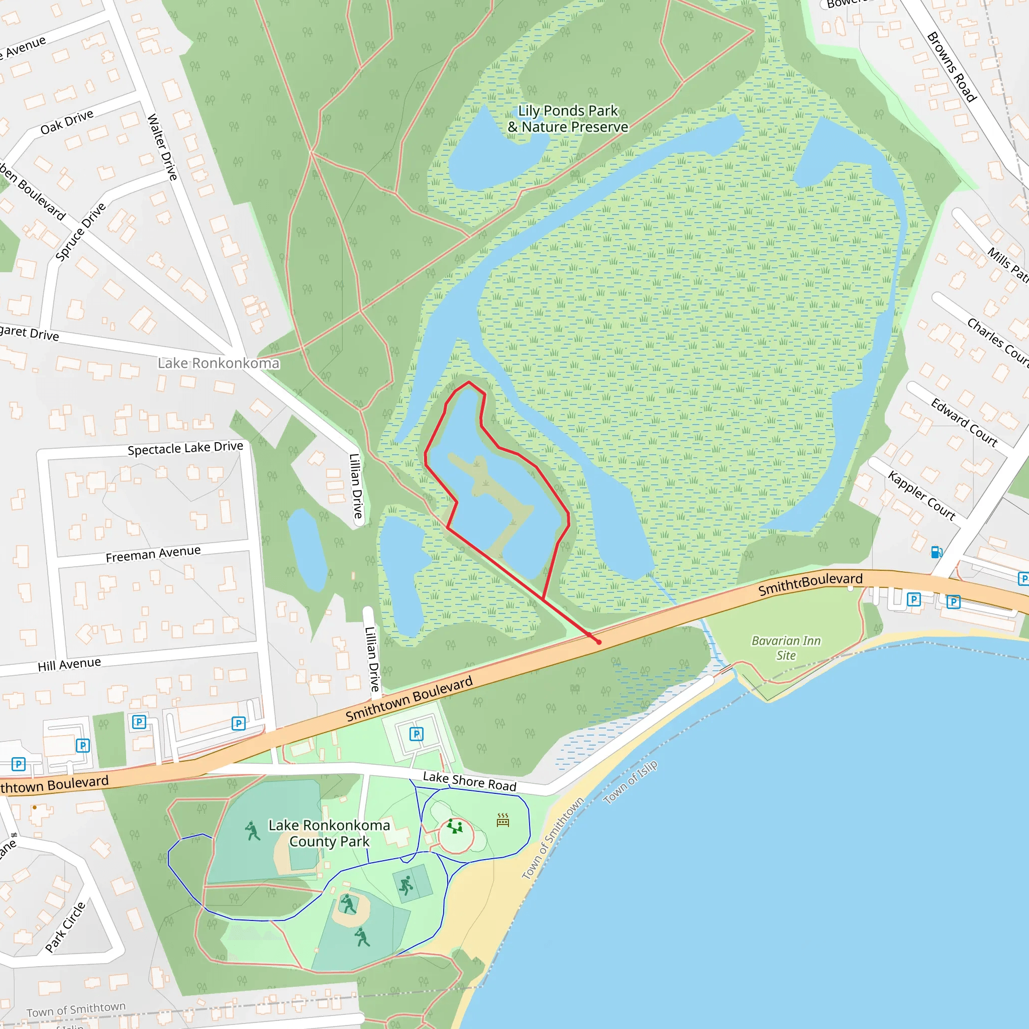Smithtown Boulevard Ponds Loop Trail mobile static map