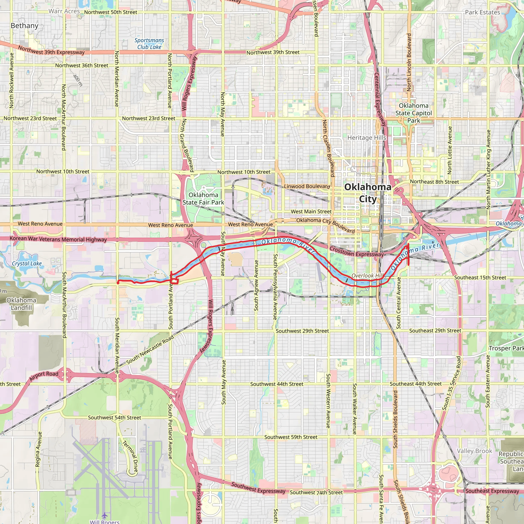 Oklahoma River Loop - South Meridian Avenue mobile static map