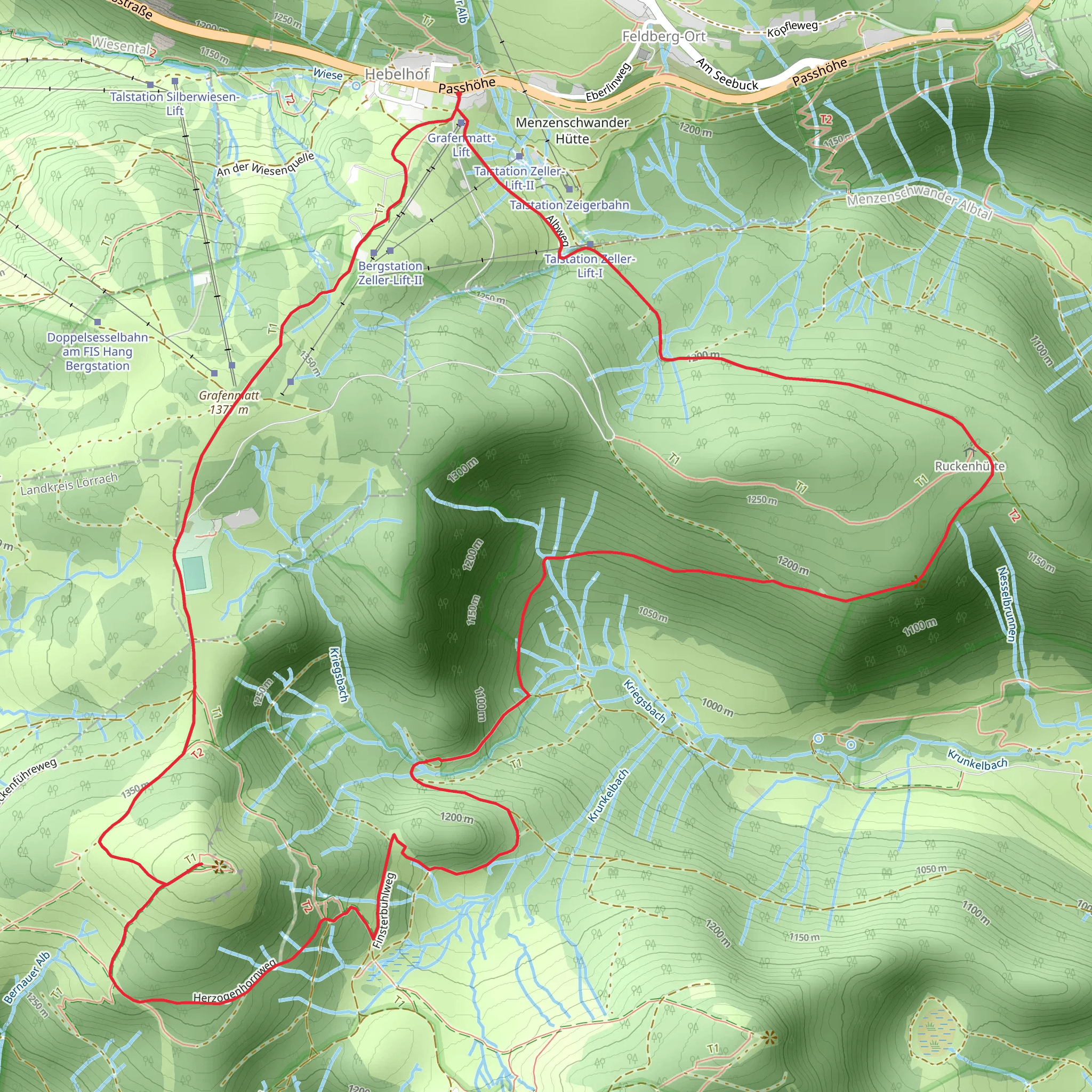 Glockführe, Herzogenhorn and Finsterbuhl Loop mobile static map