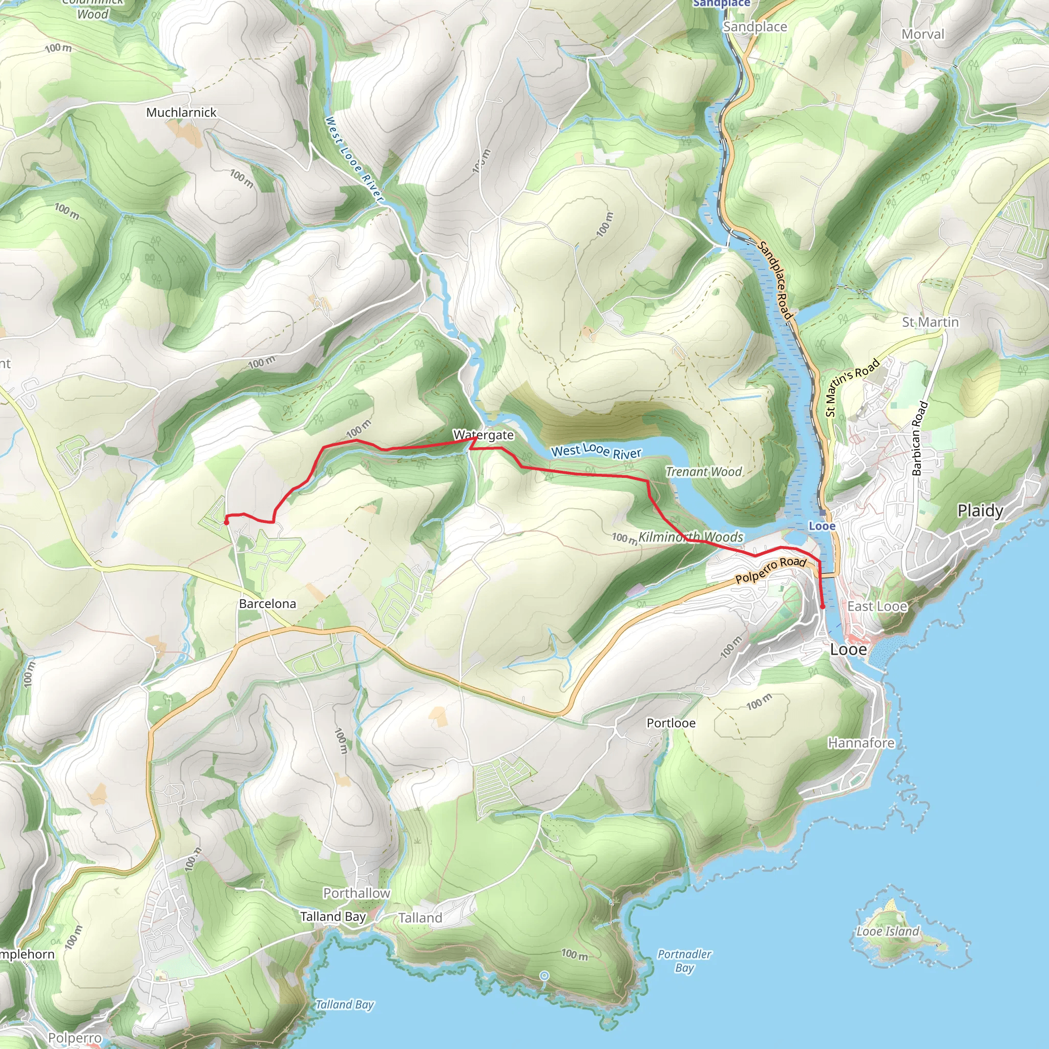 Trelawne - Kilminorth and West Looe Walk mobile static map