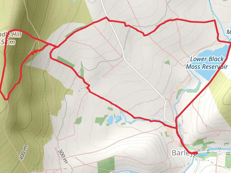 Barley - Pendle Hill and Lower Black Moss Reservoir mobile static map