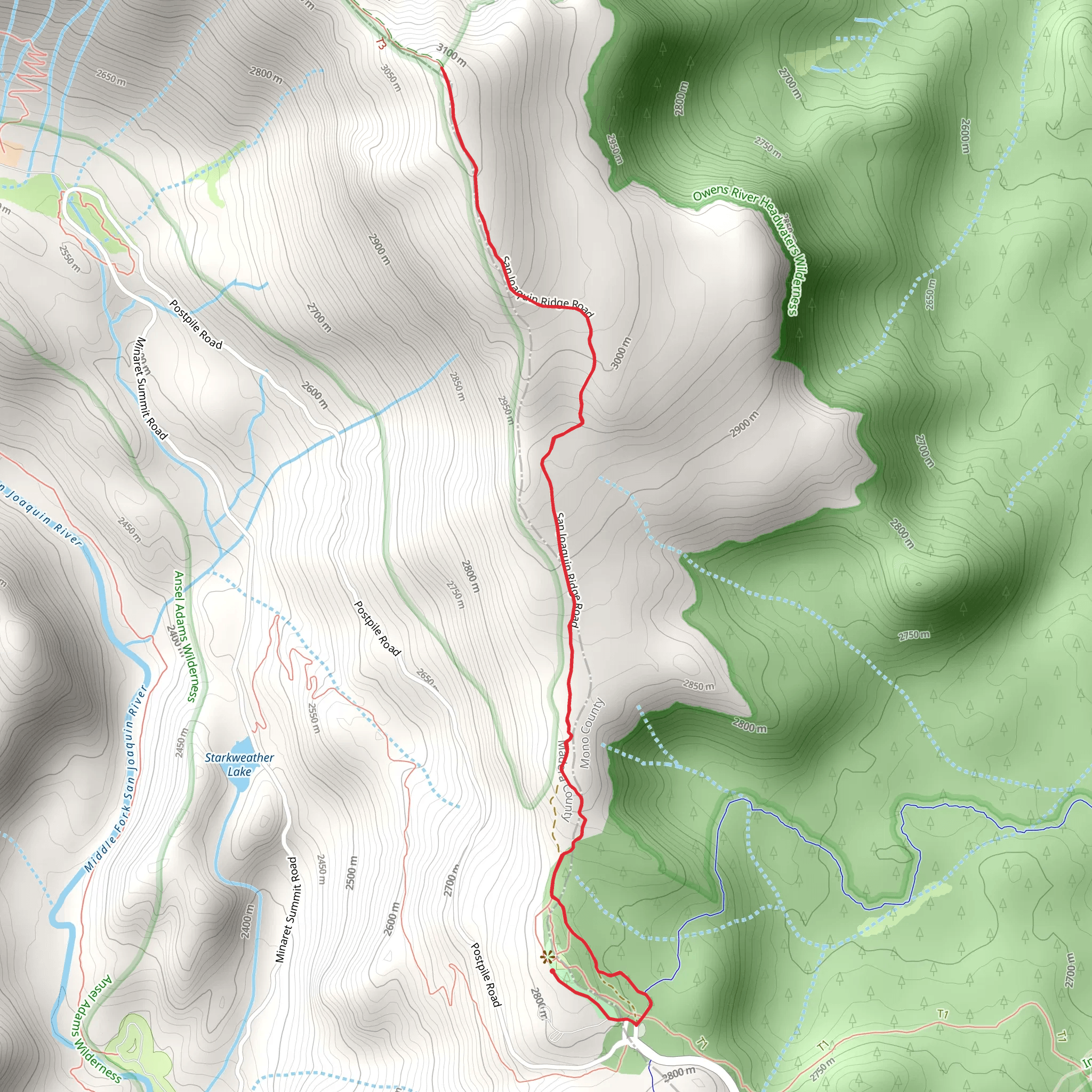 San Joaquin Ridge Trail mobile static map