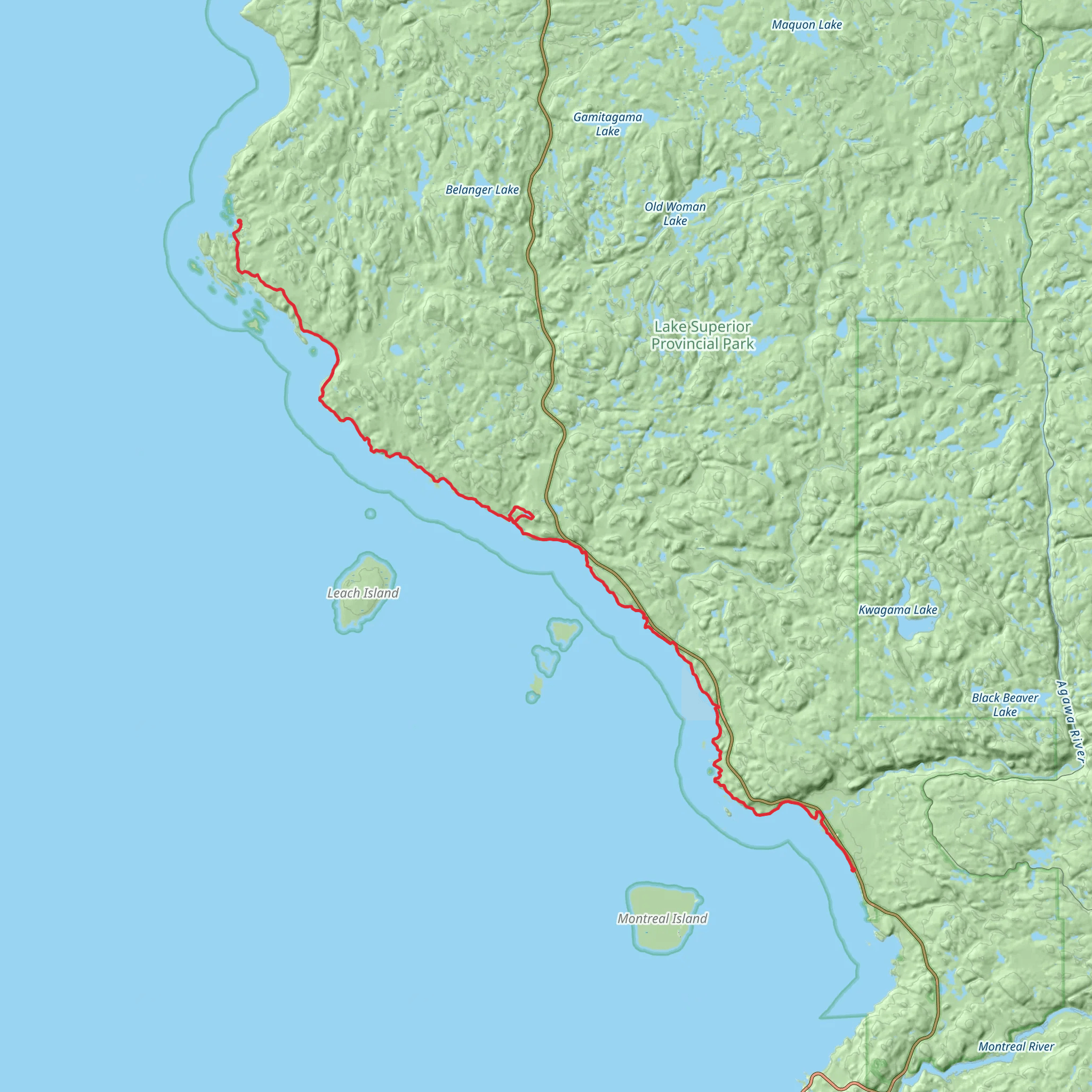 Lake Superior Coastal Trail mobile static map