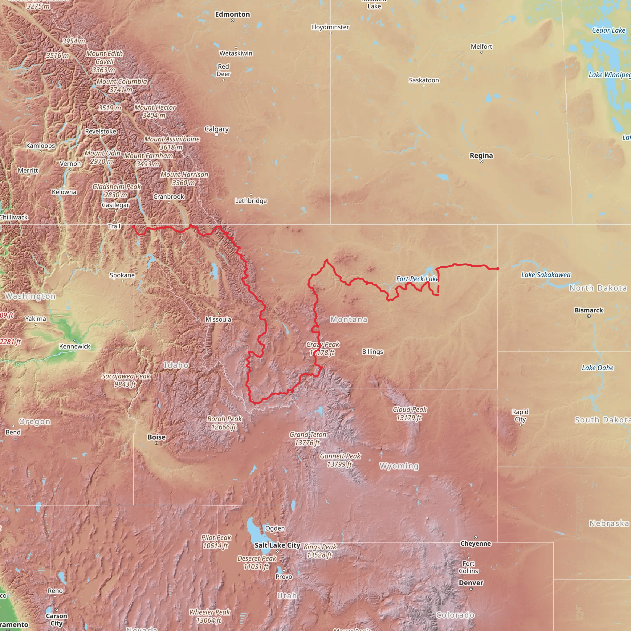 American Perimeter Trail - Rocky Mountains Primary mobile static map