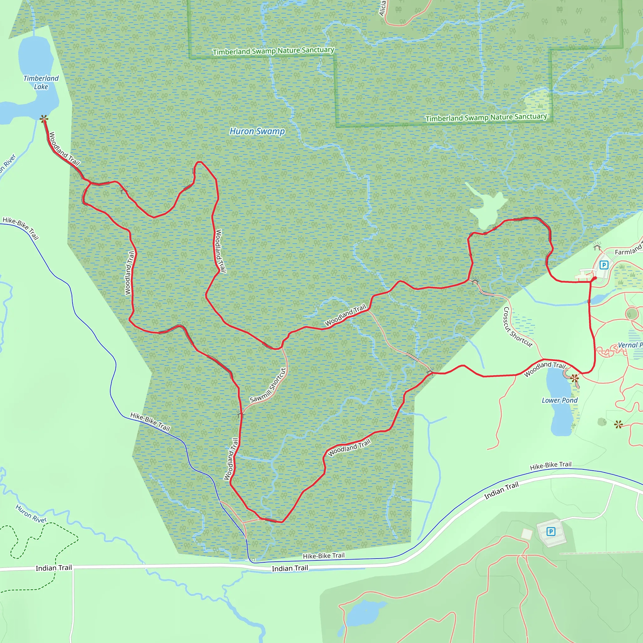 Indian Springs Metropark Loop mobile static map