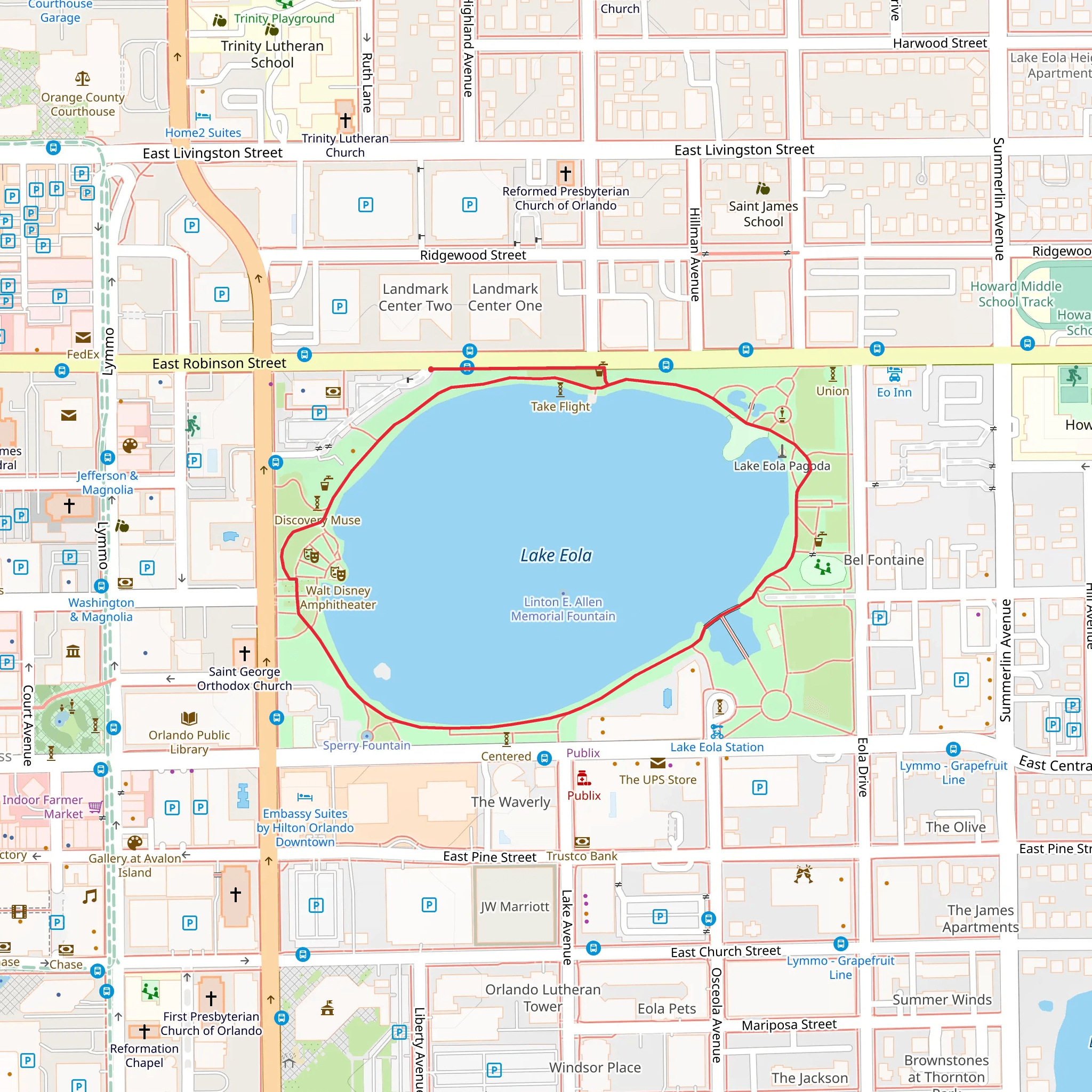 Lake Eola Loop mobile static map