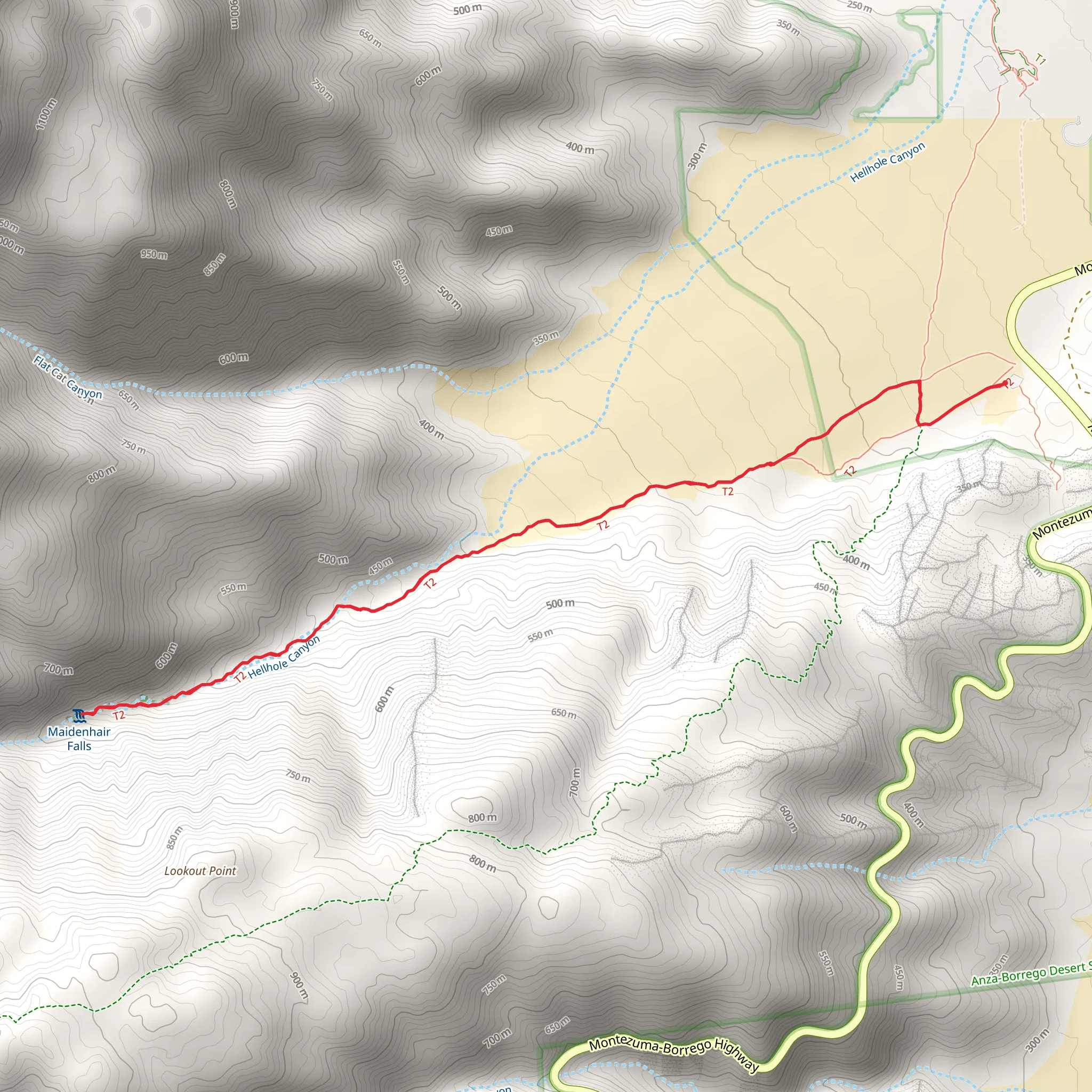 Hellhole Palms - Hellhole Canyon Trail mobile static map