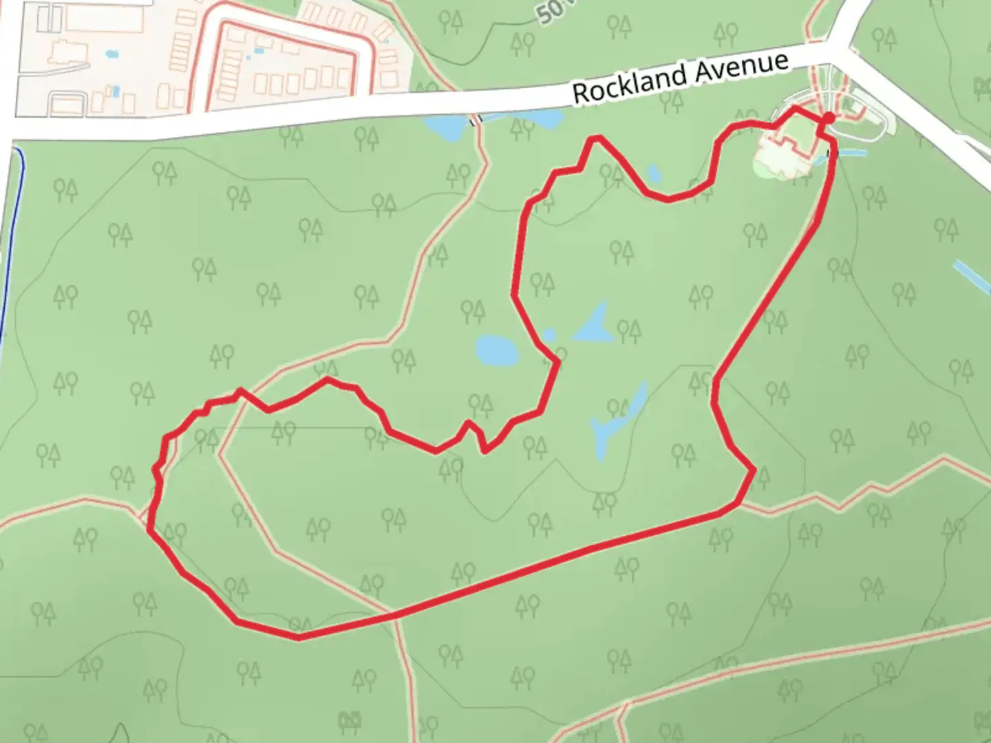 An image depicting the trail Greenbelt Blue Trail Loop - Rockland Avenue and its surrounding area.