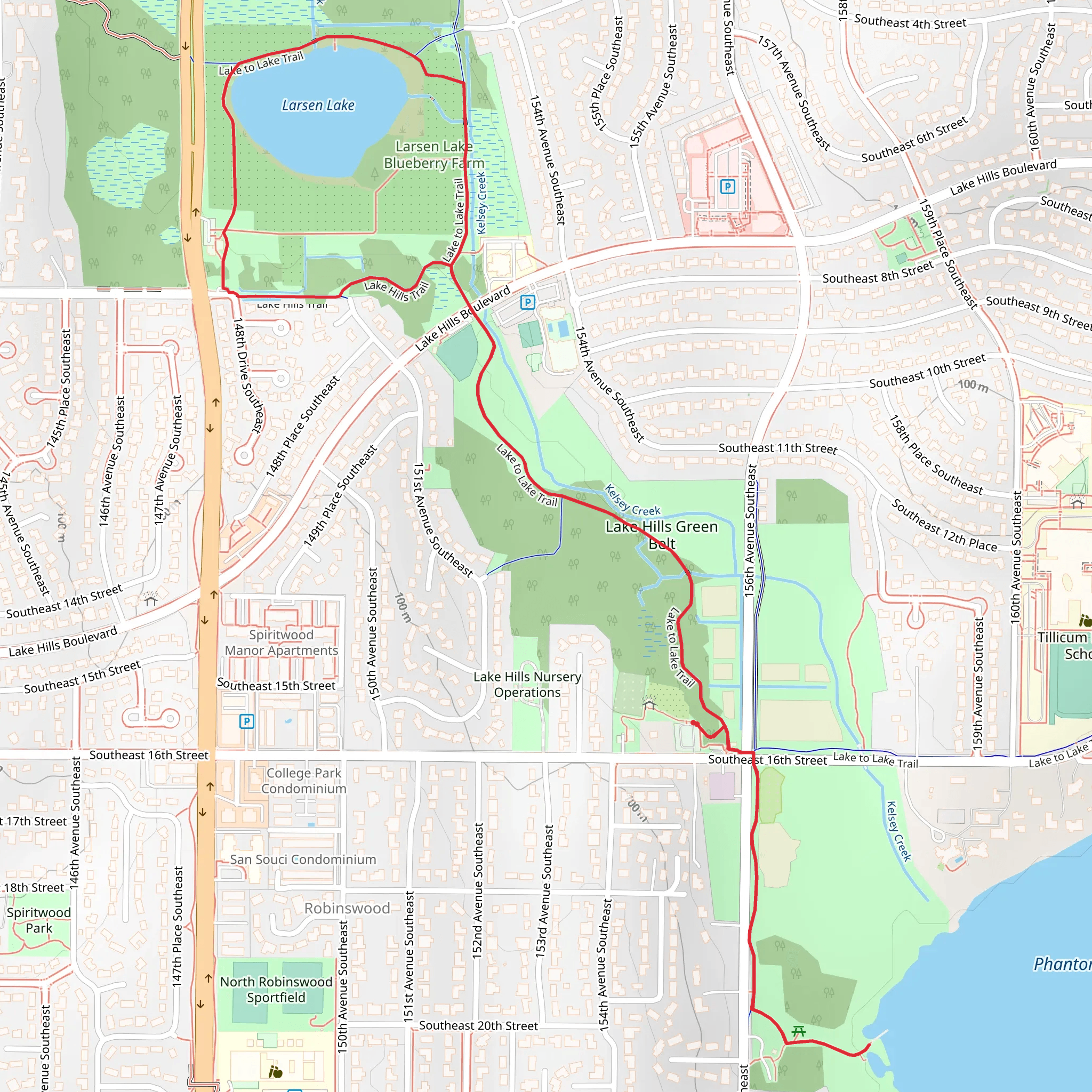 Lake to Lake Trail and Lake Hills Trail mobile static map