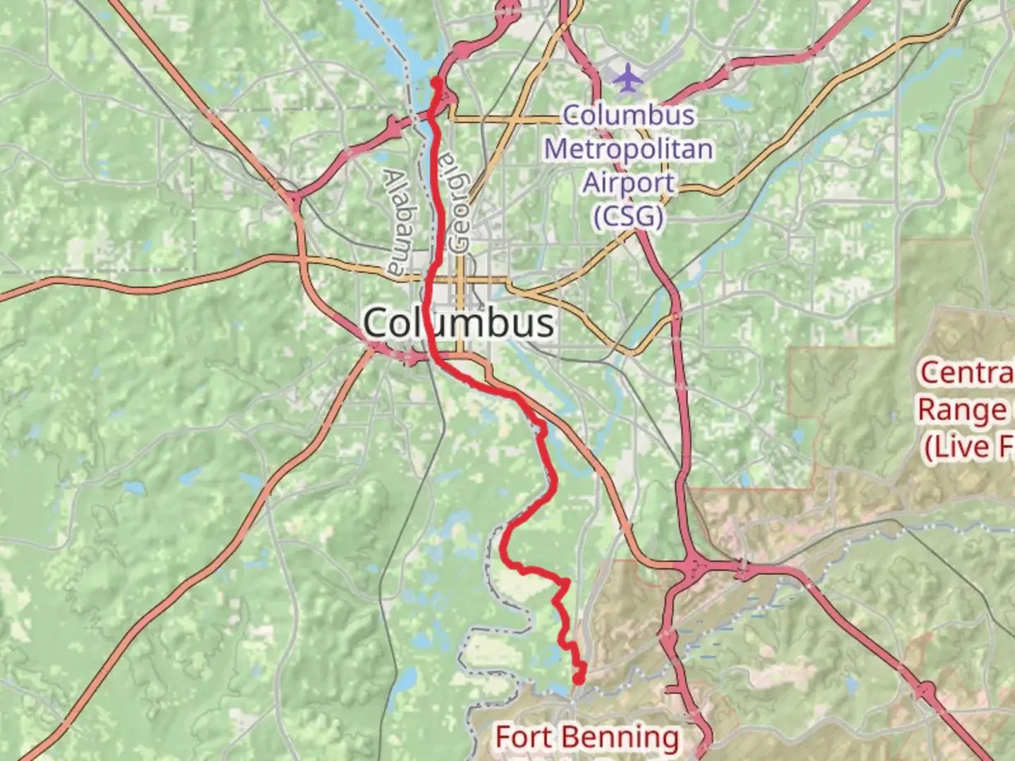 An image depicting the trail Chattahoochee RiverWalk and its surrounding area.