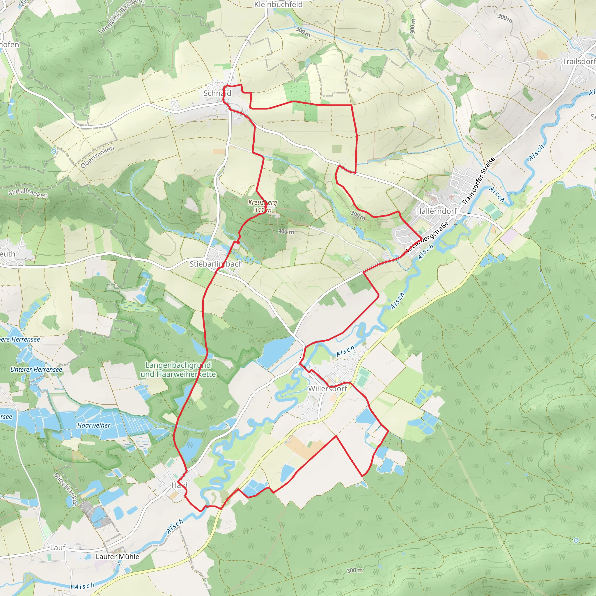 Kreuzberg and Langenbachgrund und Haarweiherkette Loop mobile static map