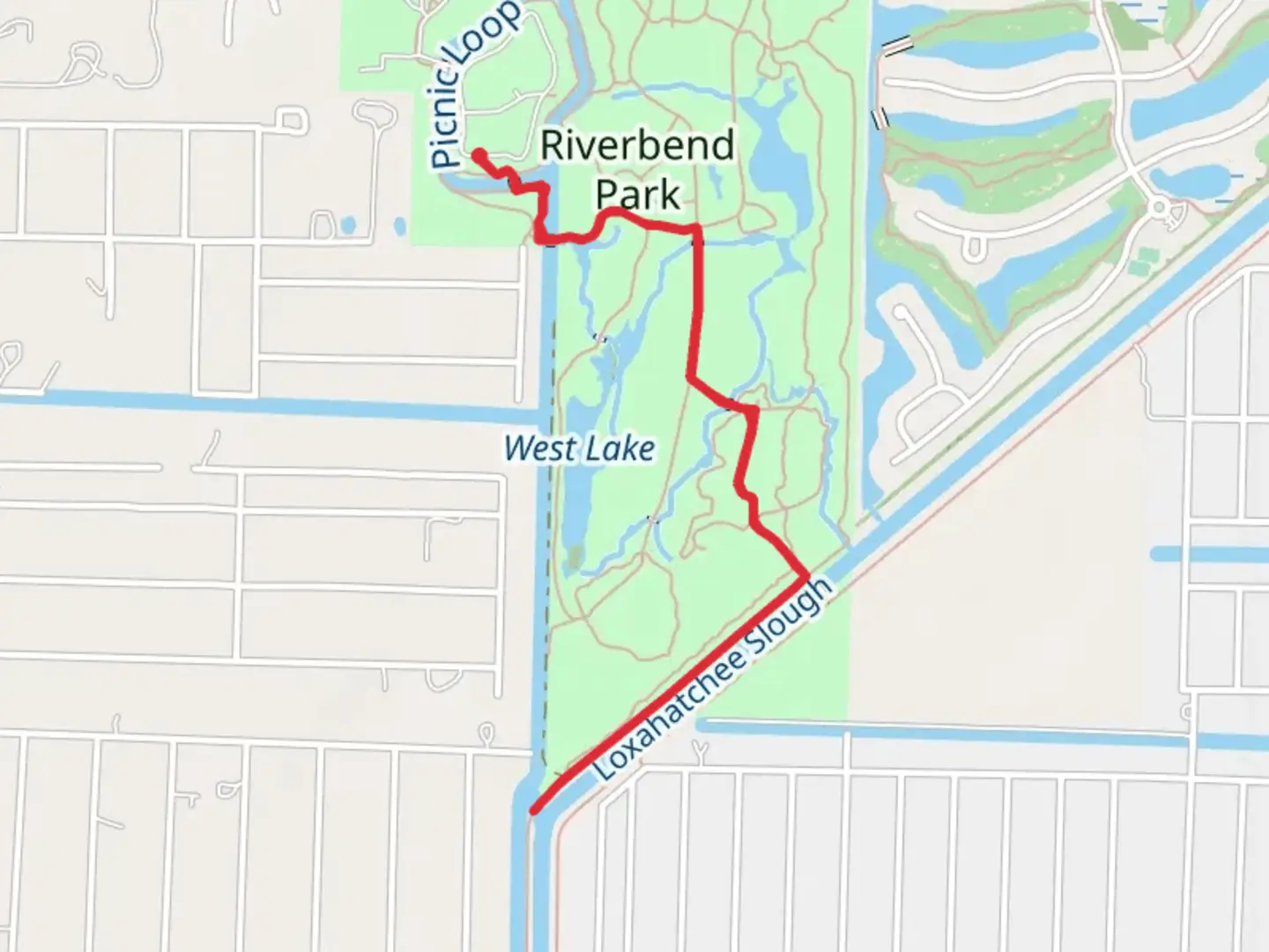An image depicting the trail Loxahatchee Slough from Riverbend Park and its surrounding area.