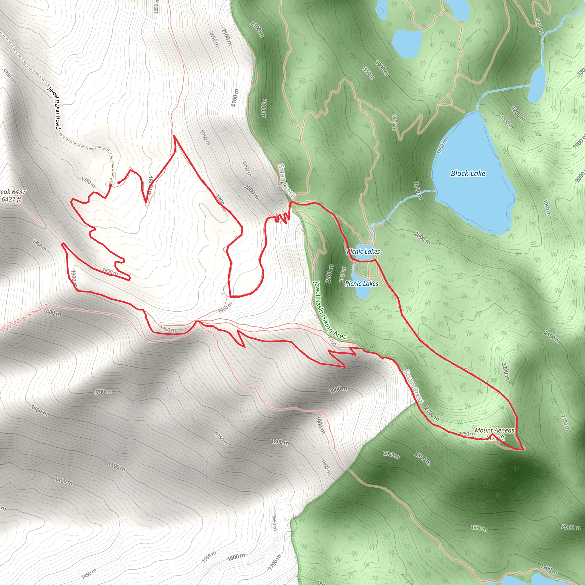 Mount Aeneas and Picnic Lakes Loop mobile static map